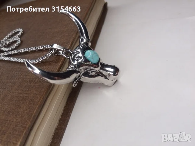 Колие с глава бик, снимка 3 - Колиета, медальони, синджири - 55905908
