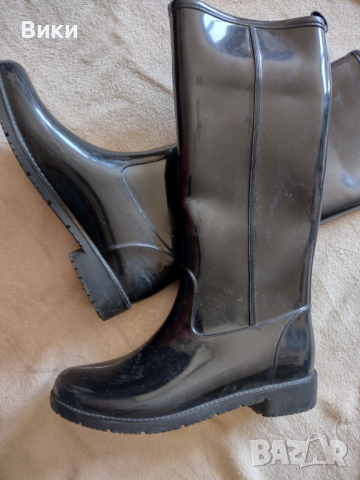 Черни гумени ботуши made in italy, снимка 3 - Дамски ботуши - 36239847