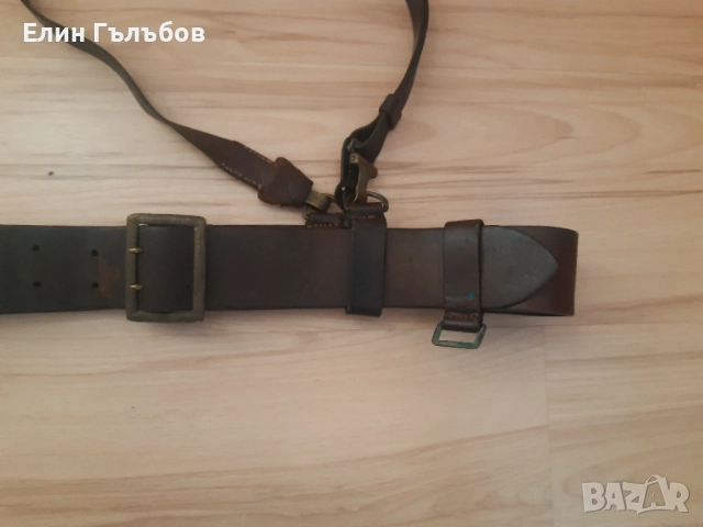 Колан офицерски с портупей, естествена кожа, снимка 3 - Антикварни и старинни предмети - 52823588