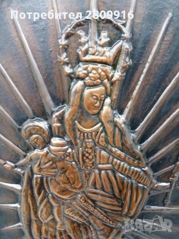 Медно пано Богородица , снимка 4 - Антикварни и старинни предмети - 34511574