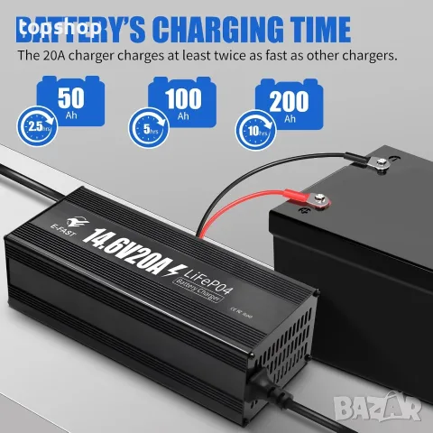 Чисто ново смарт зарядно устройство E-FAST 12V 20A за LiFePO4 литиеви акумулатори  , снимка 3 - Аксесоари и консумативи - 55753860