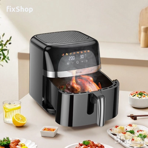 HOCO Air Fryer 8L – Сензорен екран – 1700W – Черен – Ново, снимка 5 - Фритюрници - 51841857