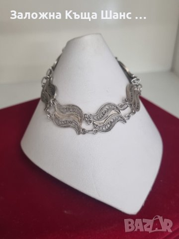 Стара сребърна гривна филигран , снимка 5 - Гривни - 42099651