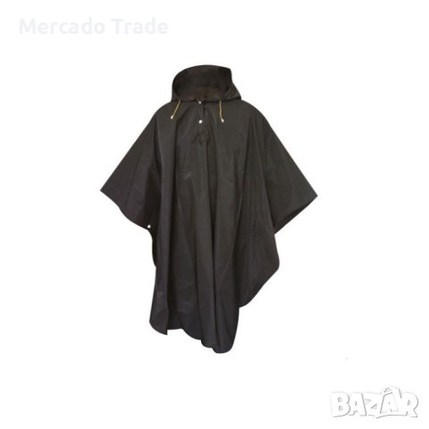 Дъждобран Mercado Trade, За възрастни, Пончо, Универсален, Черен