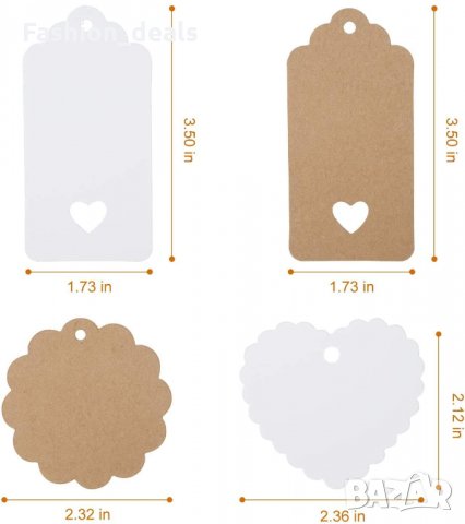 Нов Комплект 200 броя Етикети от крафт хартия за декорация Опаковка Занаяти, снимка 3 - Други - 35959493