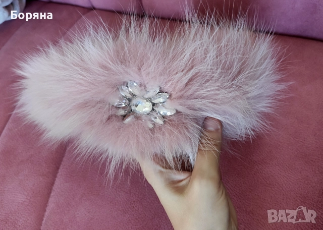 Лента за коса от естествен пух с камъни, снимка 5 - Аксесоари за коса - 52416041