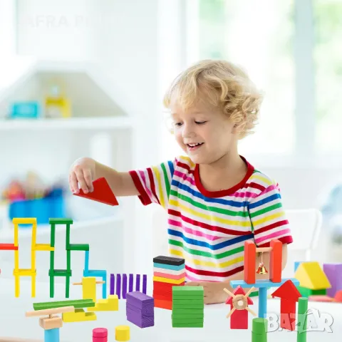 Дървено Домино, 360 части, 34 Механизма, Шаблон за Редене, Книжка с Инструкции Чанта Подарък Спинер, снимка 5 - Игри и пъзели - 49184387