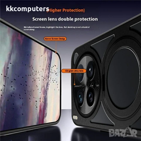 vivo X200 Ultra 5G Калъф с Магнитна Стойка и Отворен Дизайн за Охлаждане – Черен / Сребрист + Скрийн, снимка 4 - Калъфи, кейсове - 50818953