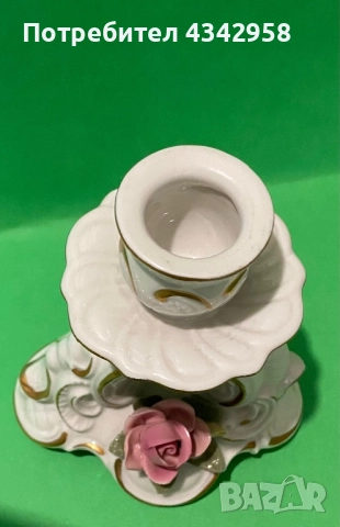 Dresden style.1935-1955г. Порцеланов свещник., снимка 5 - Антикварни и старинни предмети - 52468106