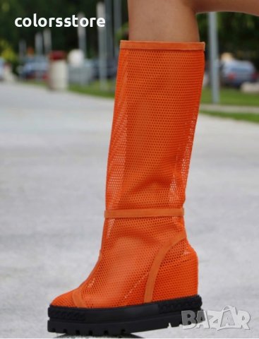 Летни ботуши - оранжеви с черно ходило - BL650, снимка 2 - Дамски ботуши - 41702259