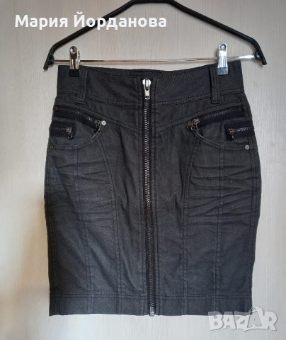 Къса черна дънкова пола Sia Mia, XS, снимка 5 - Поли - 44687356