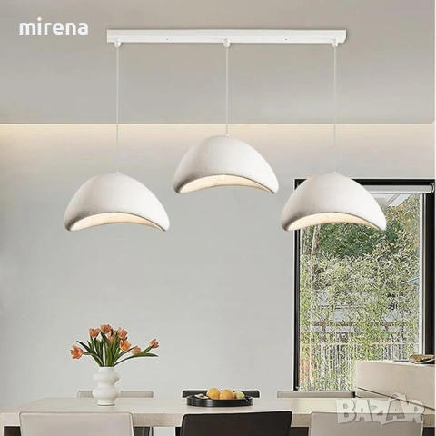 Бял модерен полилей висяща облак 3 каменен скандинавски Wabi-sabi, снимка 7 - Лампи за таван - 51556224