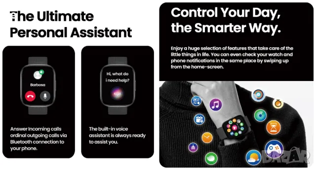 Смарт часовник Zeblaze GTS 3 PLUS, AMOLED, 2.15'', Разговори,Водоустойчив. Черен НОВ, снимка 11 - Смарт часовници - 47962947