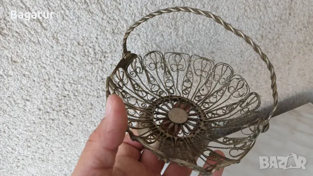 Стар,филигран,съд,панер,за бонбони, снимка 4 - Антикварни и старинни предмети - 48038032