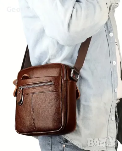 Класическа, Елегантна и Функционална мъжка чанта /Черна естествена кожа!, снимка 7 - Чанти - 49296510