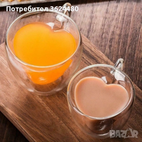  Чаша за топли напитки с двойно дъно - СЪРЦЕ 2964, снимка 7 - Чаши - 53537611