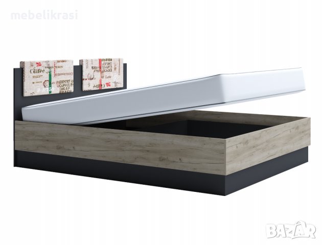 Спален комплект Мока с матрак 160/200 см, тапицирани възглавнички, огледала,плавно затваряне, антрац, снимка 8 - Спални и легла - 39798627