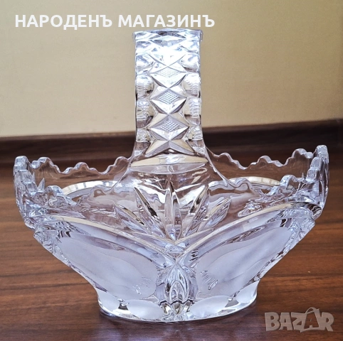 T.G. Hawkes & Co. New York Голяма кристална фруктиера кошница с дръжка за плодове бонбониера кристал, снимка 4 - Други ценни предмети - 53816129