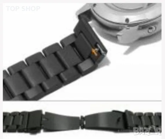 Каишка за часовник 20 мм черна плътна матова закопчалка от неръждаема стомана с EASY-CLICK, снимка 2 - Мъжки - 48741614