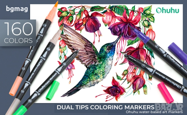Ohuhu Maui Series маркери с два писеца тип четка и тънък писец, Ohuhu 160 цвята, снимка 10 - Ученически пособия, канцеларски материали - 52183610