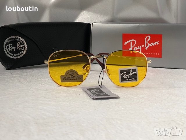 Ray-Ban Hexagonal RB3548 дамски мъжки слънчеви очила унисекс  жълти прозрачни , снимка 4 - Слънчеви и диоптрични очила - 41730834