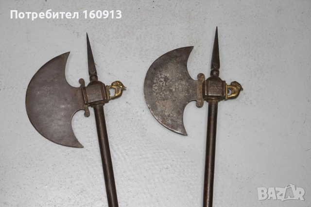 Ислямски Османски Индо-персийски Бойни Брадви с Шиш. Сет., снимка 2 - Антикварни и старинни предмети - 51443401