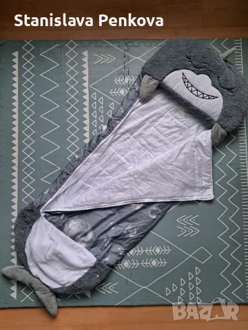 Детски спален чувал с възглавница - акула, снимка 4 - Спални чували за бебета и деца - 48227596