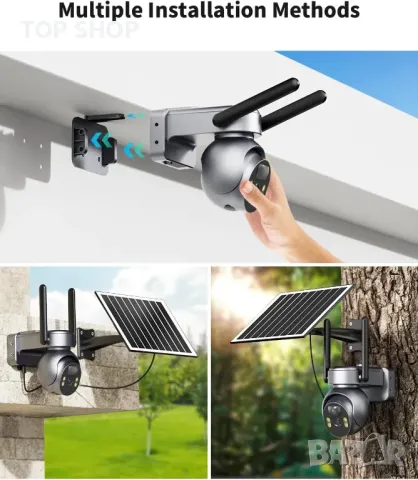 kebruma 4G LTE соларна охранителна камера 7,5W соларен панел SIM карта, снимка 3 - HD камери - 49487919