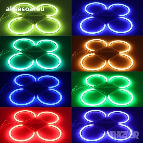 Ангелски очи многоцветни RGB LED Фарове Angel Eyes DRL за кола пръстени 2x131 и 2x146 mm за BMW, снимка 17 - Аксесоари и консумативи - 48039286