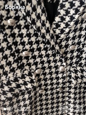 Sara Sweidan палто пепит с шапка комплект, снимка 8 - Палта, манта - 50057263