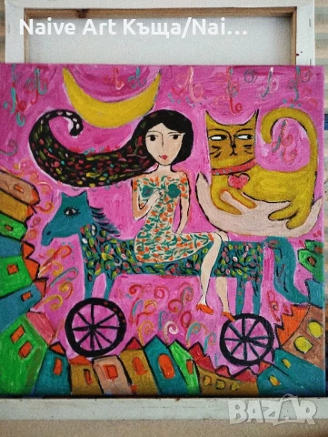 Картина платно маслени акрилни бои размер 42 /42, снимка 3 - Картини - 50534798