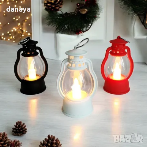 5417 Декоративен светещ коледен фенер тип ретро лампа, 9 см, снимка 4 - Декорация за дома - 47796699