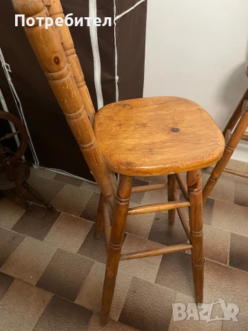 Дървени щъркели/бар столове 3 броя, снимка 4 - Столове - 51196451