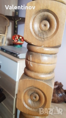 Старинен дървен лампион, снимка 6 - Лампиони - 53200534