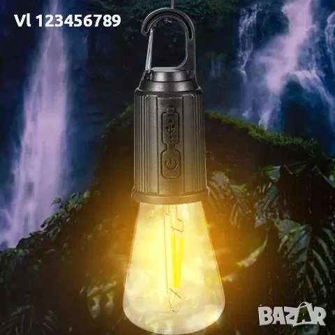 Акумулаторна LED къмпинг лампа с кука, снимка 2 - Други - 52236853