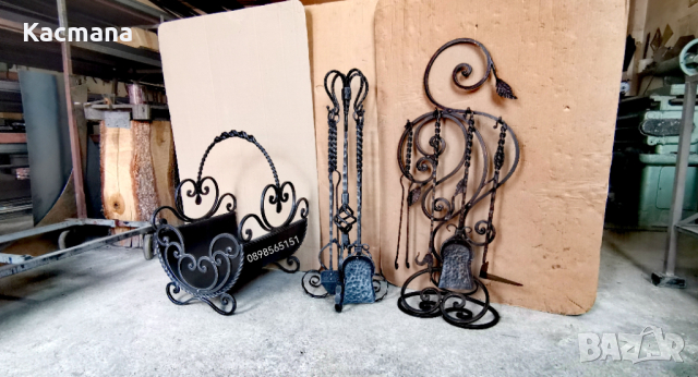 Аксесоари за камина,  кош за дърва, прибор за камина