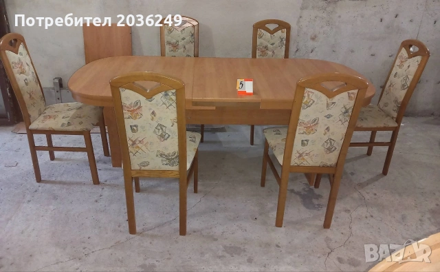 Комплект масивна разтегателна маса с 6 стола, снимка 4 - Маси - 53477246