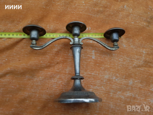 Посребрен свещник тройка, снимка 4 - Антикварни и старинни предмети - 53204835