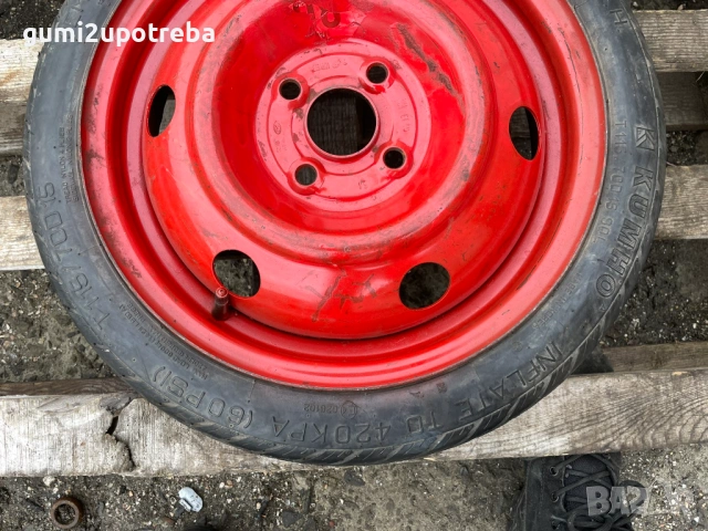 15 резервна джанта патерица 4х100 Hyundai I20 Kia Rio Toyota Aygo 115/70/15, снимка 3 - Гуми и джанти - 53236068