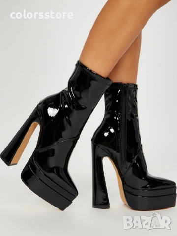 Боти на ток - черен лак - YSV1