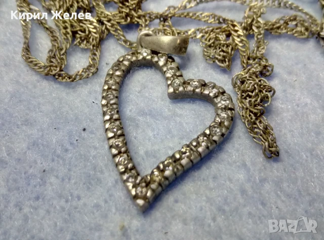 СРЕБЪРЕН ПЕНДАНТ СЪРЧИЦЕ СРЕБРО 925 с ЦИРКОНИ и СРЕБЪРНА 925 ВЕРИЖКА с ПОСРЕБРЕНА ЗАКОПЧАЛКА 49772, снимка 10 - Колиета, медальони, синджири - 50489534