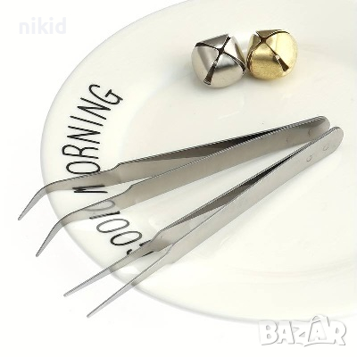 Метална пинсета пинсети тънка фина остра за декорация нокти маникюр и др, снимка 2 - Други - 21223968