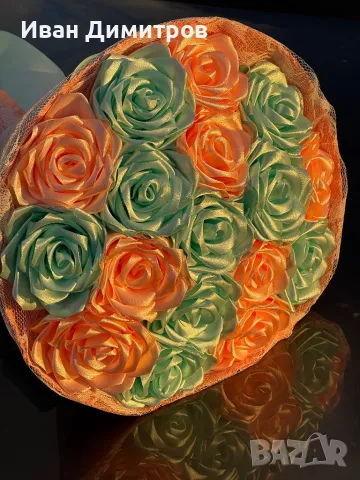 Продавам Вечен букет от ръчно изработени сатенени рози 🌹