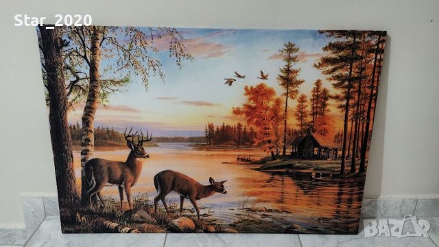 Светеща картина с LED осветление - Елени