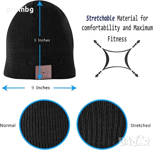 универсална музикална шапка с Bluetooth, плетена, Hands Free, фенер, 2 модела, снимка 11 - Шапки - 39339192