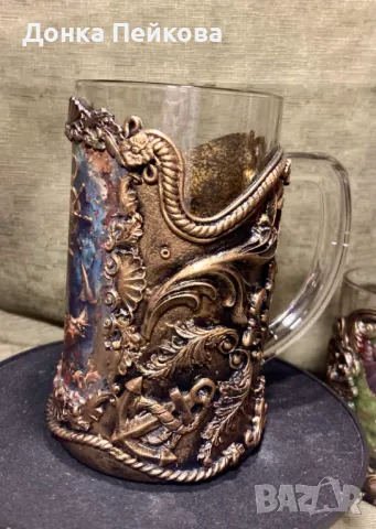 Ръчно декорирана халба за бира 500мл, снимка 3 - Чаши - 48885645