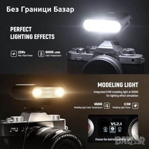 Нова Мини светкавица NEEWER Z160 22Ws за камера Canon Nikon Sony Fuji, снимка 5 - Светкавици, студийно осветление - 50551625