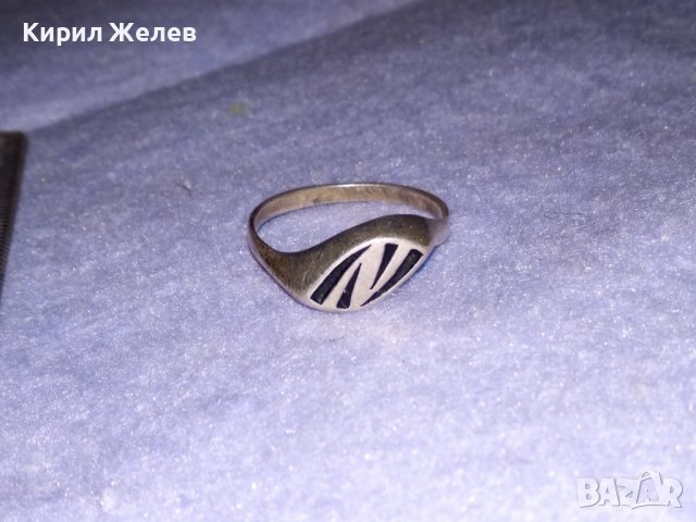 СТАР АРИСТОКРАТИЧЕН АР ДЕКО ЕМАЙЛИРАН СРЕБЪРЕН ПРЪСТЕН с Буква N ВИСОКА ПРОБА СРЕБРО 29596, снимка 3 - Антикварни и старинни предмети - 39471314