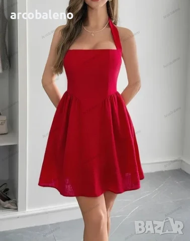 Елегантна дамска къса рокля с деколте, 4цвята , снимка 4 - Рокли - 50539652