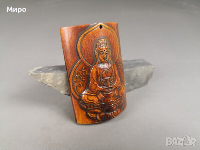Гуанин Бодхисатва ??? БУДА ??? АЗИАТСКА БОГИНЯ МЕДАЛЬОН КОСТ КОКАЛ ТАЛИСМАН , снимка 2 - Антикварни и старинни предмети - 41406869